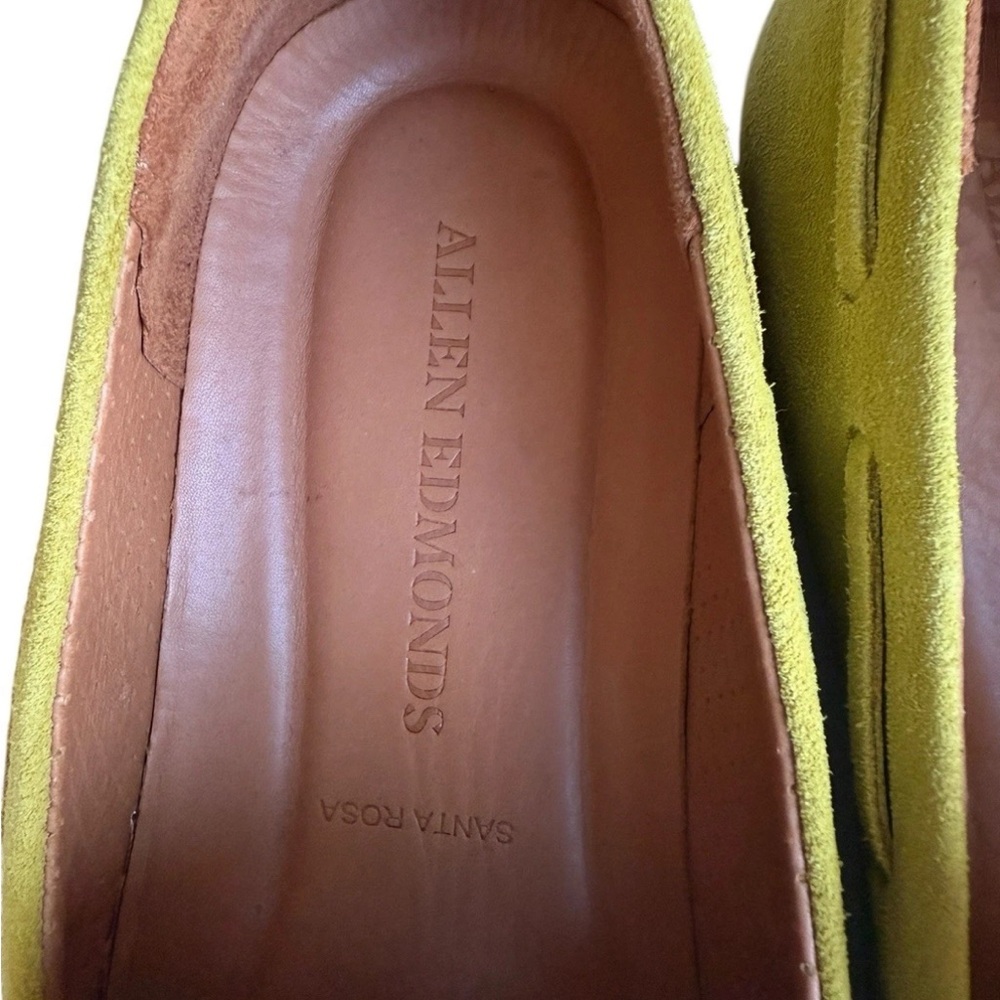 Allen Edmonds Santa Rosa Suede Leather Slip On Loafers Mens Sz 8.5D Citron - Picture 6 of 9